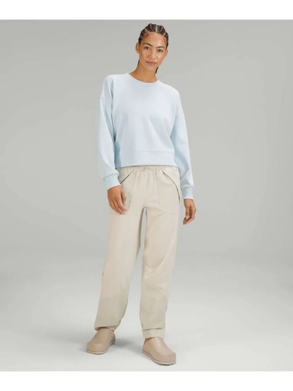 Lululemon Softstreme Perfectly Oversized Cropped Crew Size 6 Powder Blue